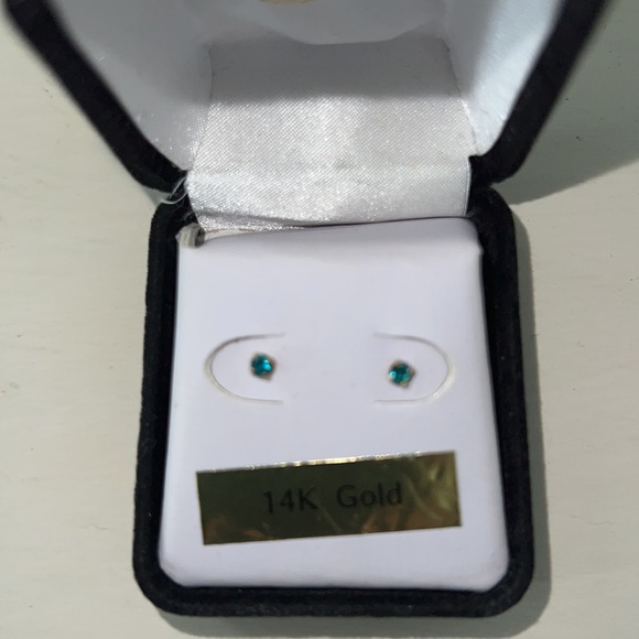 Infant Emerald Stud Earrings - Picture 2 of 7